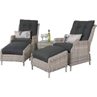 👉 Loungestoel Vdg Pacific Verstelbare Loungestoelen + Bijzettafeltje - Vanilla 7423444331326