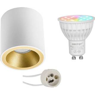 👉 Opbouwspot aluminium goudkleurig Mi-light - Set Gu10 Smart Led Wifi Slimme 4w Rgb+cct Aanpasbare Kleur Dimbaar Pragmi 7434222516569