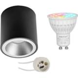 👉 Opbouwspot aluminium zwart Mi-light - Set Gu10 Smart Led Wifi Slimme 4w Rgb+cct Aanpasbare Kleur Dimbaar Pragmi 7434221492413