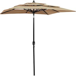 👉 Parasol aluminium Vidaxl 3-laags Met Paal 2x2 M Taupe 8720286165294