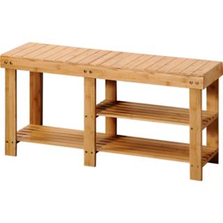 👉 Bruin bamboe 4goodz Stevig Badkamerbankje Van 90x45x27 Cm - 6013939136133