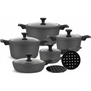 👉 Pannenset grijs aluminium Edënbërg Gray Line - 12-delige Luxe Van Gesmeed 6011621834824