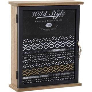 👉 Sleutelkast zwart houten Sleutelkast/sleutelkluis Naturel/zwart 22 X 26 Cm - Sleutels Opbergen 8424001701476