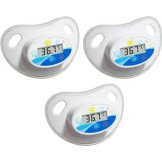 👉 Speen wit blauw x 3 Camry Fopspeen - Wit/blauw Met Thermometer 7423326336364