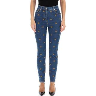 👉 Spijkerbroek vrouwen blauw All-over teddy bear embroidered denim jeans