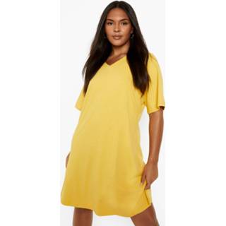 Plus Swingjurk Met V-Hals, Mustard