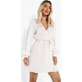 👉 Satijnen Skater Jurk Met Shirtmouwen, Champagne