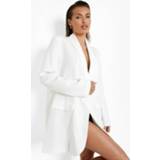 Oversized Blazer Jurk Met Schouderpads En Laag Decolleté, Ivory