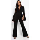 👉 Petite Wikkel Jumpsuit Met Wijde Pijpen En Zoom Detail, Black