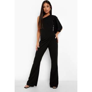 👉 Petite Wikkel Jumpsuit Met Eén Blote Schouder, Black