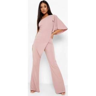 👉 Petite Wikkel Jumpsuit Met Eén Blote Schouder, Rose