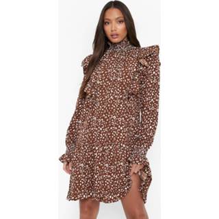 👉 Tall Skater Jurk Met Franjes, Tan