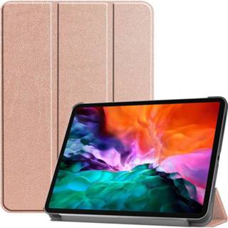 👉 Rose goud kunstleer stand flip hoes 3-Vouw sleepcover - iPad Pro 12.9 inch (2021) 7421143664646