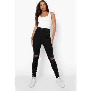 👉 Tall Versleten High Rise Skinny Jeans, Washed Black