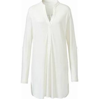 👉 Tuniek van bourette-zijde met V-hals en opstaande kraag, natuur 40/42 4052173757256