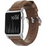 👉 Watch bruin leather zilver echt leer Nomad traditional strap Apple 42 / 44 mm 856504004675