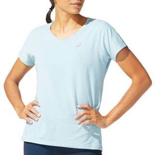 👉 Shirt XS vrouwen licht blauw Asics V-Neck Dames 4550329101224