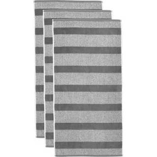 👉 Handdoek katoen grijs Beddinghouse Sheer Stripe 50 x 100 cm - Anthracite Set van 3 8719931554613