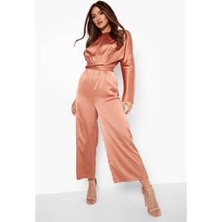 👉 Satijnen Wikkel Cullotte Jumpsuit, Copper