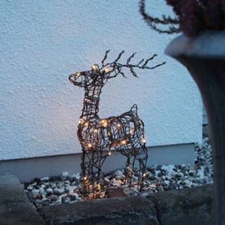 👉 Warmwit bruin a+ bruine metaal rattanlook - LED-buitendeco Deer
