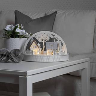 👉 Wit hout warm LED silhouet huizen en rendieren batterijvoeding