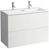 👉 Wastafelonderbouwkast wit Laufen Kartell m. 2 laden incl wastafel 100x50cm kraangaten overloop mat 7612738917258