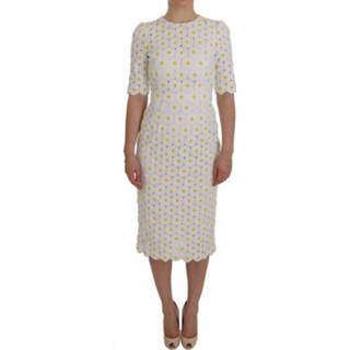 👉 Dress vrouwen wit Sunflower Ricamo Sheath