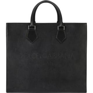 👉 Onesize male zwart Calfskin Edge shopper with logo