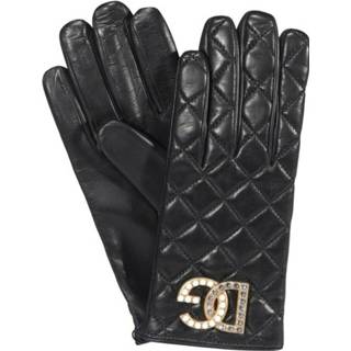 👉 Glove nappa leather vrouwen zwart Quilted gloves with DG logo