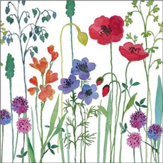 👉 Servet wit papier active 20x Servetten veldbloemen/weidebloemen thema 33 x cm