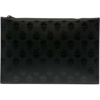 👉 Handtas onesize male zwart Skull-print zipped clutch bag