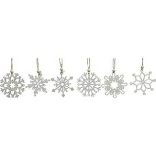 👉 Kerstboom wit hout active hangers 6x sneeuwvlokjes