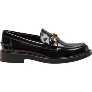 👉 Moccasins vrouwen zwart Mocassins en cuir glacé avec patte et gourmette