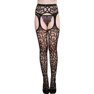 👉 Panty's transparante zwarte active vrouwen 3 STKS Holle Panty Kanten Sexy Kousen Vrouwelijke Dij Hoge Visnet Borduurwerk Kousen, Maat: One size simple package (OPP) (6058)