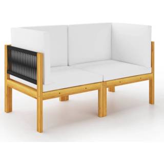 👉 Tuinbank 2-zits met kussens massief acaciahout