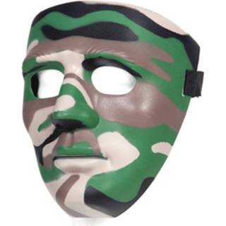 👉 Gezichts masker kunststof volwassenen groen Gezichtsmasker met legerprint