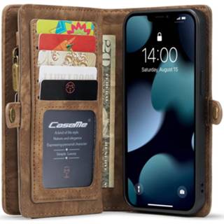 👉 Portemonnee bruin kunstleder groen unisex CaseMe Luxe Lederen 2 in 1 Booktype voor de iPhone 13 Mini - 8719295463477