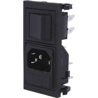 👉 Schakelaar zwart active Soldeerbaar C14 Chassis - Met en zekering houder 250V 10A 7439622392300