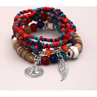 👉 Kralenarmband kunststof veel kleurig 5st Wing Charm Kralen Armband