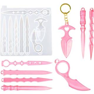 👉 Keyring resin epoxy silicone Shuriken Shape Molds Magic Stick Keyrings Moulds Dagger Knife Keychains Mold