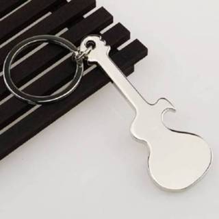 Gitaar zilver active Creatieve muziek flesopener multifunctionele sleutelhanger hanger (zilver)