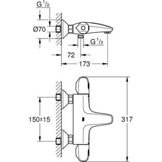 👉 Badmengkraan chroom Grohe Grohtherm 1000 Thermostatische hoh 15cm met koppelingen 34816003 4005176695742