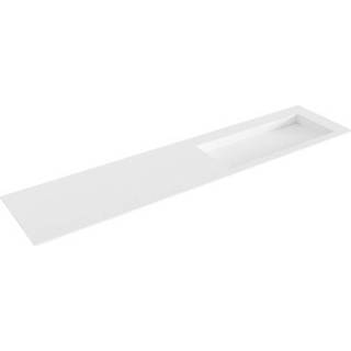 👉 Wastafel solid surface talc mat Mondiaz AVON inbouw 200cm Positie wasbak rechts XM63325Talc 6011438386301