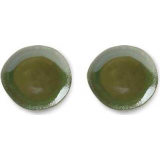 👉 Dinerbord groen keramiek HKliving 70's - Set van 2 � 29 cm 8718921010627