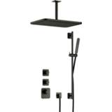 👉 Stop kraan PVD Gunmetal geborsteld Hotbath Gal Complete thermostatische High Flow douche InBouwSet met 2 stopkranen plafondbuis, GL106 en Glijstang IBS40BGP257 8720512338065