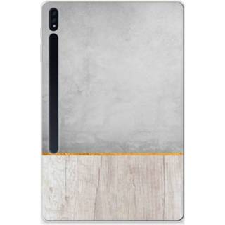 👉 Tablethoes silicone Samsung Galaxy Tab S7 Plus Tablet Hoes Wood Concrete 8720632300706