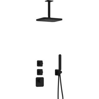 👉 Stop kraan zwart mat Hotbath Gal Complete thermostatische High Flow douche InBouwSet met 2 stopkranen Plafondbuis IBS40BL2 8720512338126