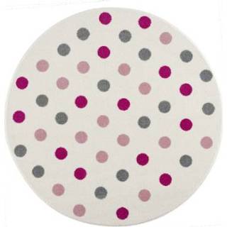 👉 Dag crème roze polyester meisjes kinderen LIVONE Happy Rugs Confetti Rond Kinderdeken 133 cm 758198339975