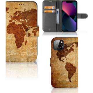 👉 Flipcover Apple iPhone 13 Flip Cover Wereldkaart 8720632319036