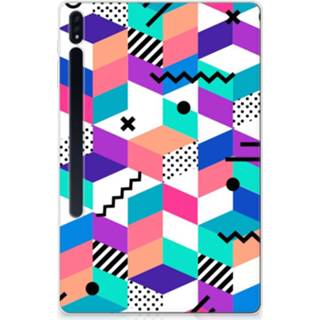 👉 Houten blok Samsung Galaxy Tab S7 Plus Back Cover Blokken Kleurrijk 8720632200037